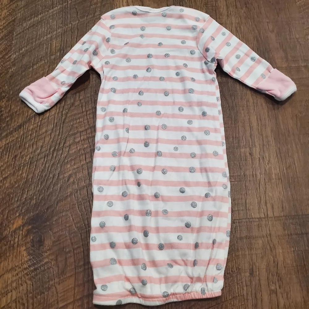 Gerber Baby Girl Cotton Sleep Sack Pink Striped Silver Sparkle Polka Dot Infant